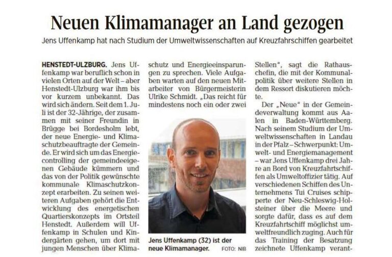 Neuer Klima- und Energiemanager. Herzlich Willkommen, Herr Uffenkamp.