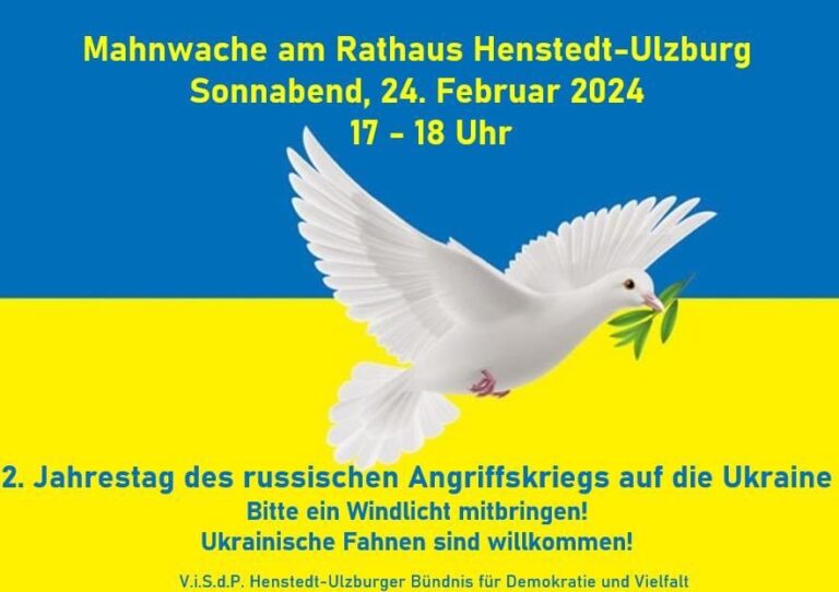 Mahnwache zum 2. Jahrestag des russischen Angriffskriegs gegen die Ukraine