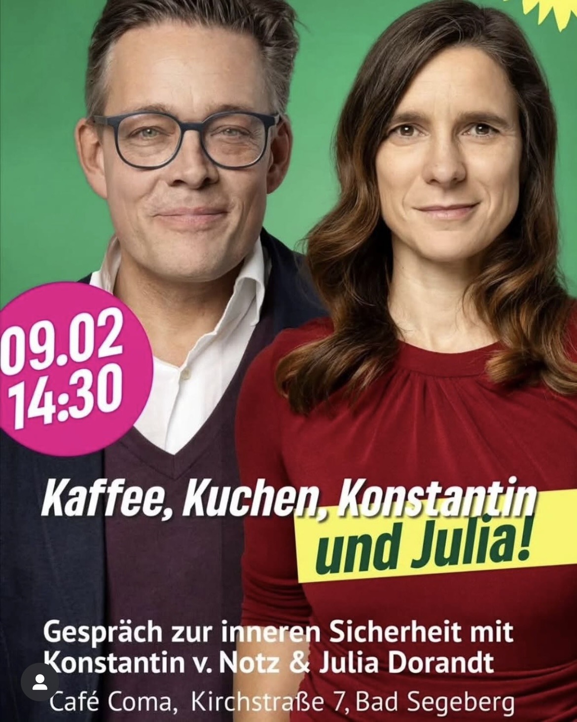 Kaffee und Kuchen mit Konstantin von Notz und Julia Dorandt